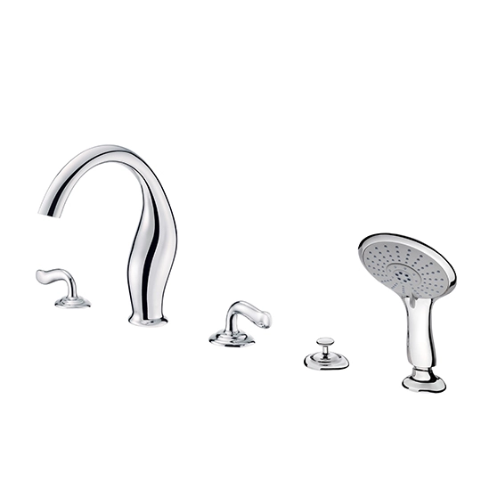 Two-Handle Bathtub Faucet W/Diverter & Hand Shower